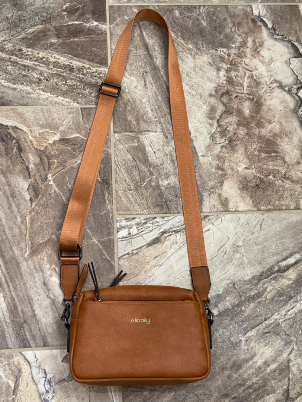 AllDaily Brown Faux Leather Crossbody Bag Multi Pocket Adjustable Strap (purse)
